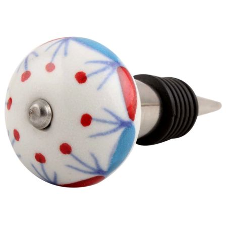 Blue And Red Design Ceramic Wine Stopper